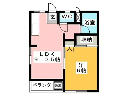 末広ハイム(1LDK/2階)の間取り写真