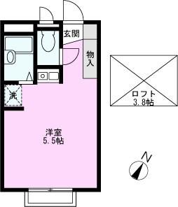 ラ・メルヴェイユII(ワンルーム/2階)の間取り写真