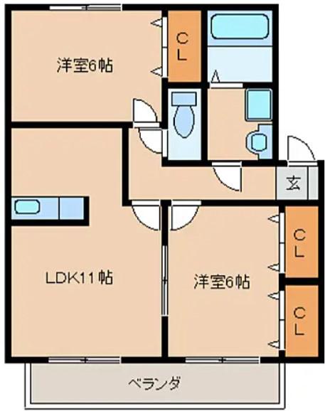 ラヴィーンコート(2LDK/1階)の間取り写真