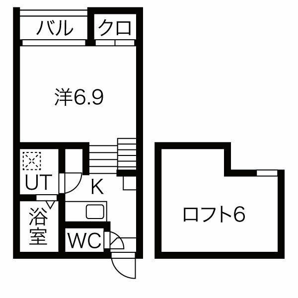 STAGE西日置(1K/2階)の間取り写真