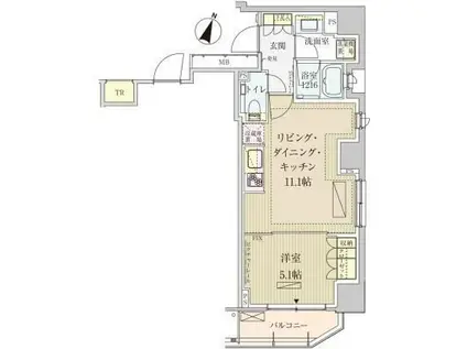 パークアクシス赤坂見附(1LDK/13階)の間取り写真