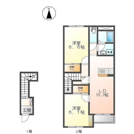 メゾンセレスト B(2LDK/2階)の間取り写真