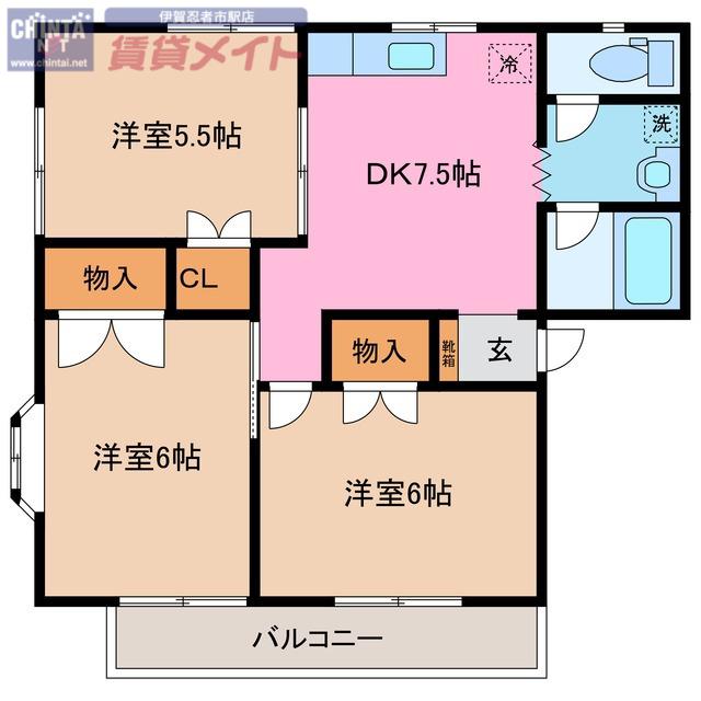 ドリームハイツ A(3DK/1階)の間取り写真