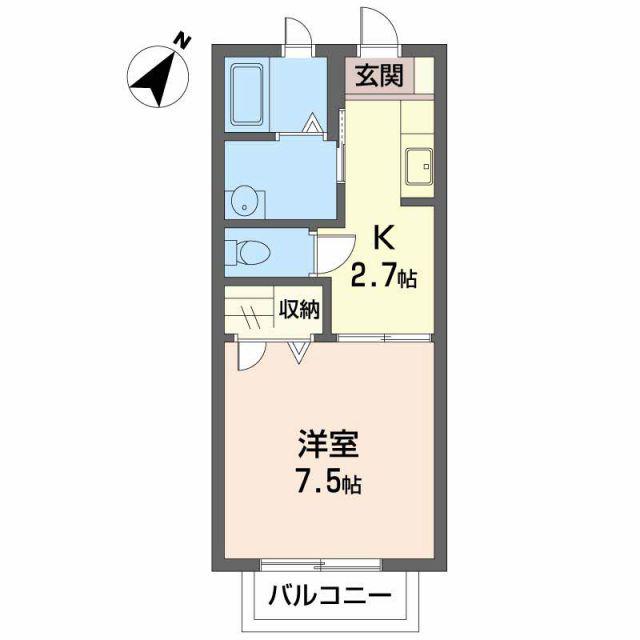 ドミール多治米B(1K/2階)の間取り写真