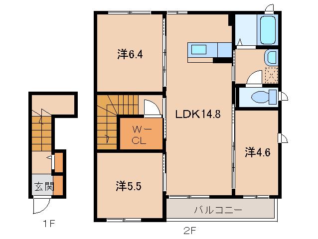 ＪＲ和歌山線 岩出駅 徒歩5分 2階建 築17年(3LDK/2階)の間取り写真