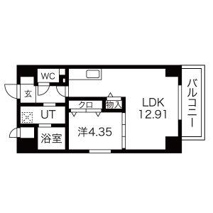 GRANDUKE千代田REGARIA(1LDK/4階)の間取り写真