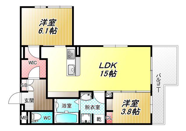 D-ROOM東本町(2LDK/1階)の間取り写真