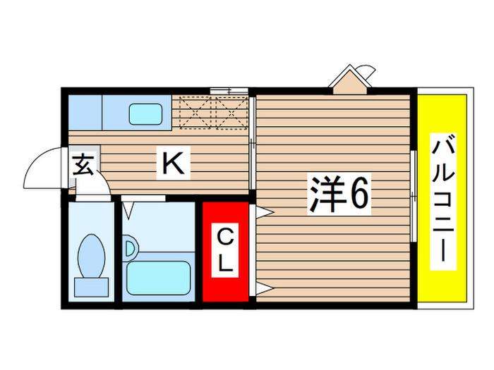コスモハイム(1K/2階)の間取り写真