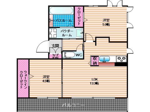 ディールーム長住北B棟(2LDK/2階)の間取り写真