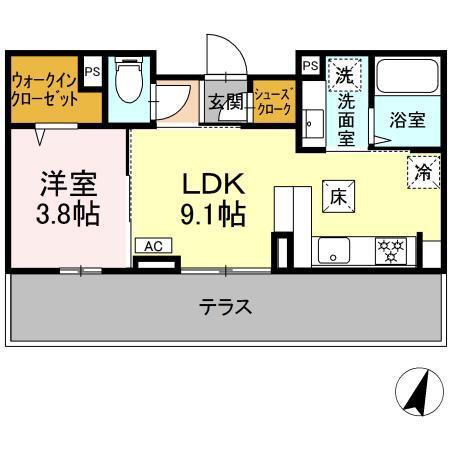 ミニョンサンクチノ(1LDK/1階)の間取り写真