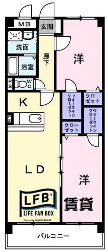 レジデンス牟礼(2LDK/1階)の間取り写真