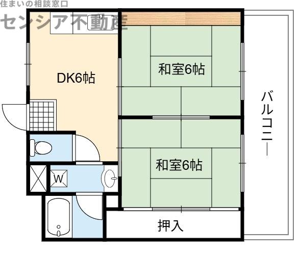 汎愛ハイツ(2DK/4階)の間取り写真