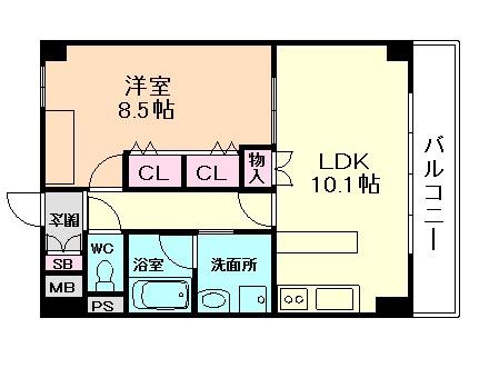 ガーデンレジデンス田川(1LDK/5階)の間取り写真