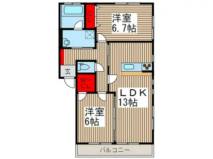 ハイブリッジ石神(2LDK/2階)の間取り写真