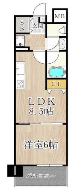 CITY SPIRE桜川I(1LDK/7階)の間取り写真