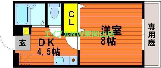 メープル湊A(1K/2階)の間取り写真
