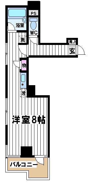 メインビル調布(1K/2階)の間取り写真
