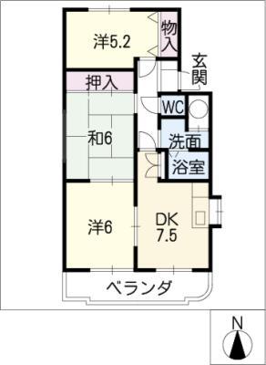 エスポワール(3DK/3階)の間取り写真