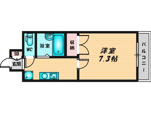 フォレスト今里(1K/3階)の間取り写真