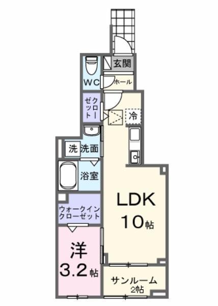リバーストーン 太田(1LDK/1階)の間取り写真
