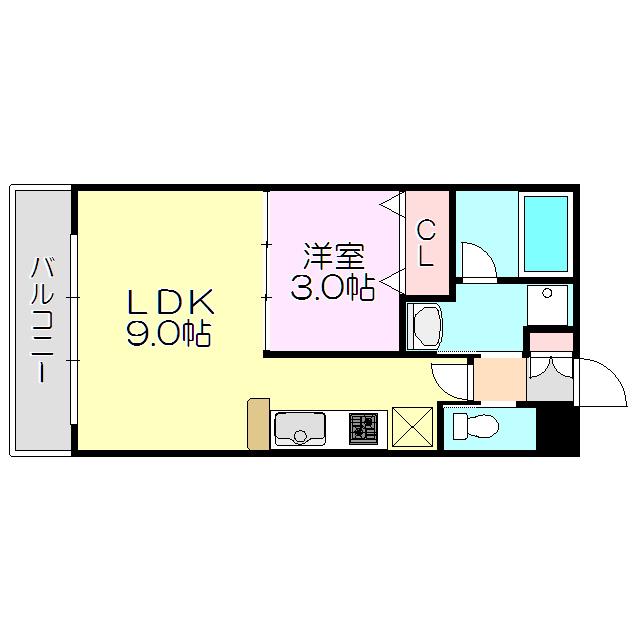 アーバンフラッツ西中島(1LDK/9階)の間取り写真