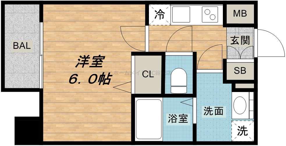 サムティ北浜EST(1K/4階)の間取り写真