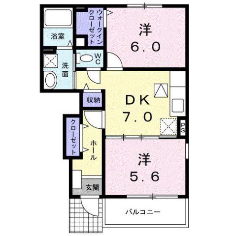 グリーンパルII-B(2DK/1階)の間取り写真