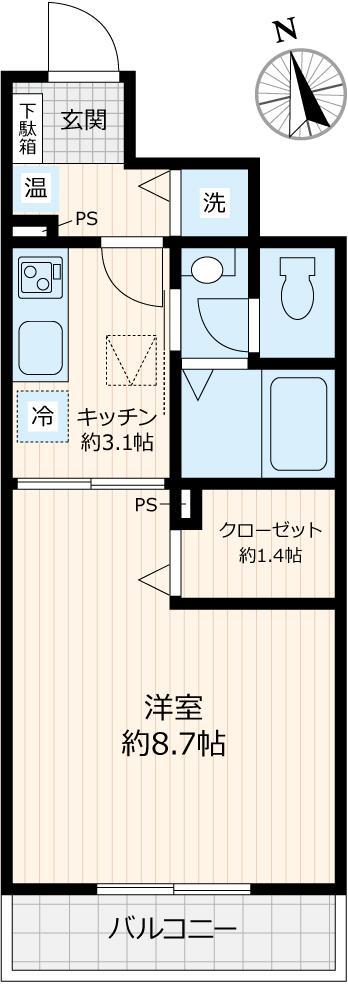 カイ・コーポ(1K/1階)の間取り写真