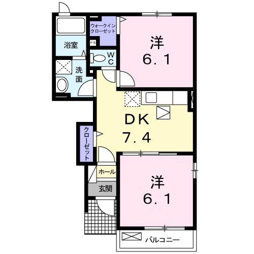 ダンデライオンB(2DK/1階)の間取り写真
