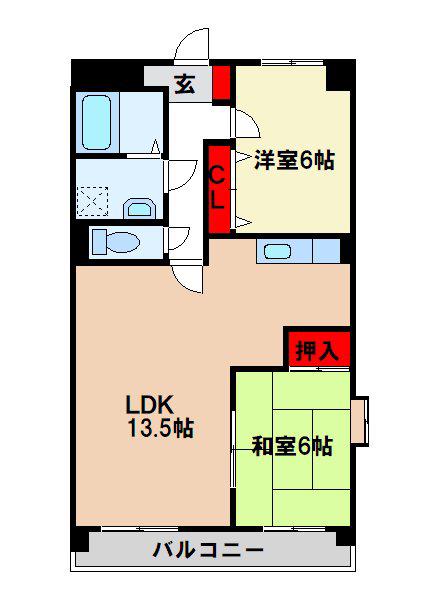 ピュア21(2LDK/2階)の間取り写真