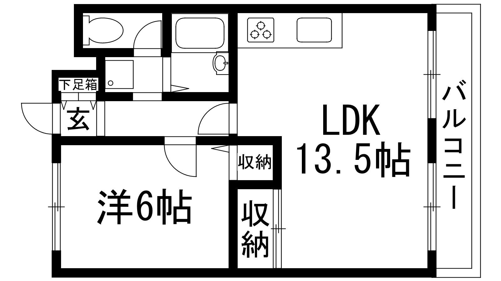 ファミーユ宝塚(1LDK/2階)の間取り写真