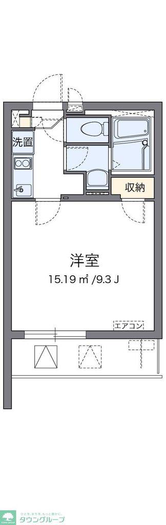 クレイノリヴェール(1K/2階)の間取り写真