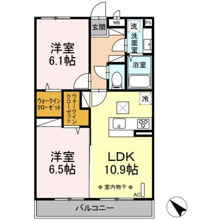 ブレッザ港南台(2LDK/1階)の間取り写真