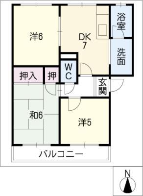 エクセル太田(3DK/2階)の間取り写真