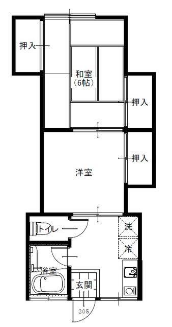 グリーンハイツE棟(2K/2階)の間取り写真