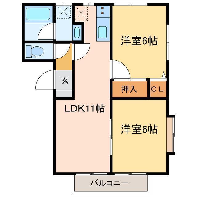 コスモス(2LDK/1階)の間取り写真
