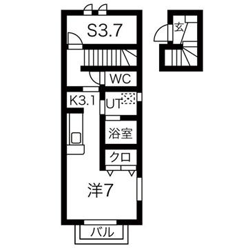 アルデバランB(ワンルーム/2階)の間取り写真