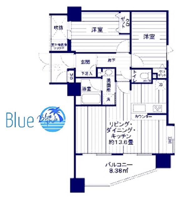 グランシティ川崎(2LDK/5階)の間取り写真
