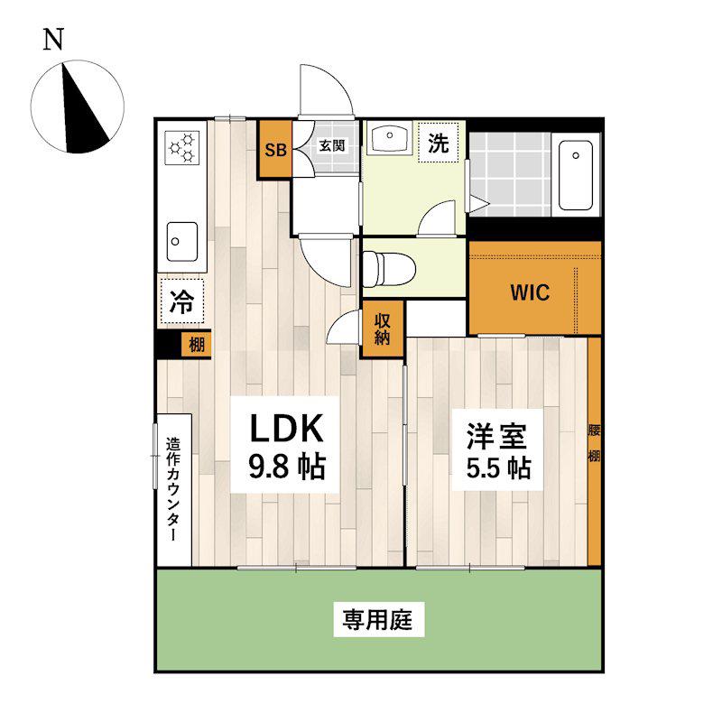 アーデンハイツ(1LDK/1階)の間取り写真