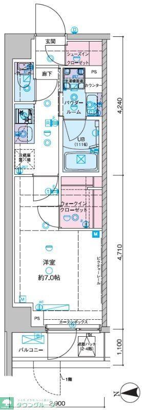セジョリ池袋本町(1K/4階)の間取り写真