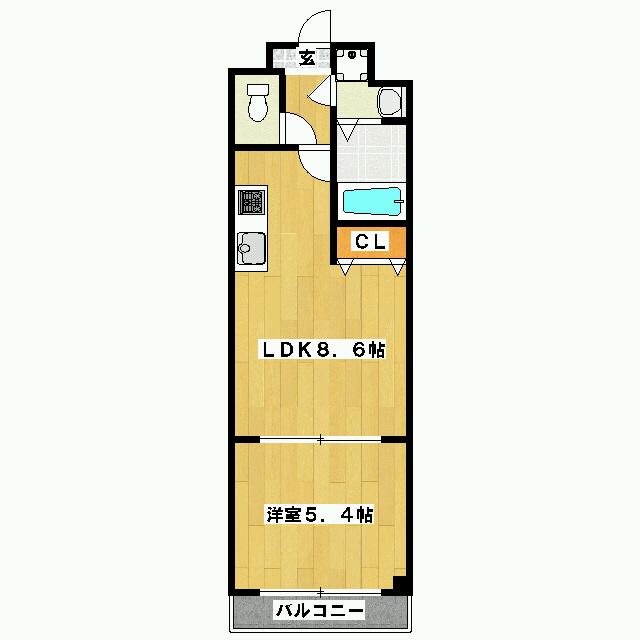 エスペランス中井2(1LDK/2階)の間取り写真
