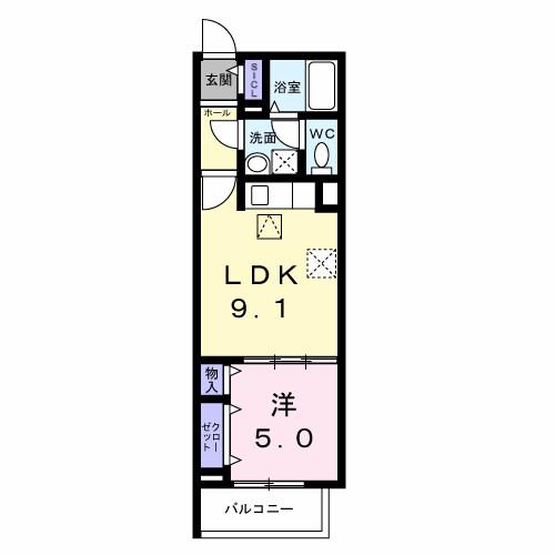 ヒカルサ尼崎栗山町(1LDK/1階)の間取り写真
