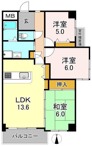 アルカディア(3LDK/6階)の間取り写真