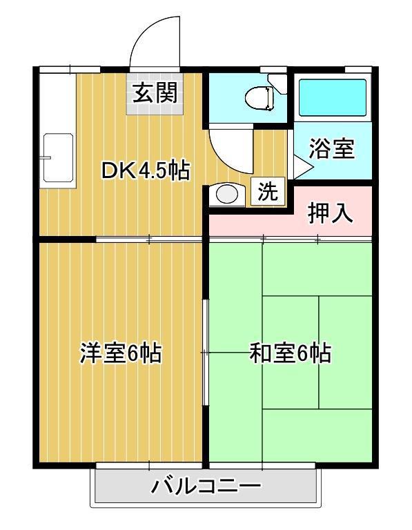 パナハイツ袖ケ浦A(2DK/1階)の間取り写真