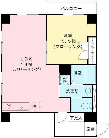 京王目黒マンション(1LDK/4階)の間取り写真