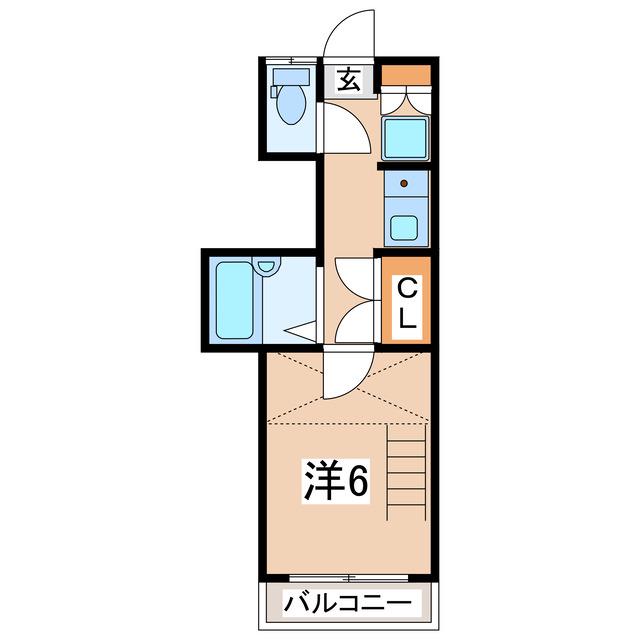 パレス郡山(1K/2階)の間取り写真