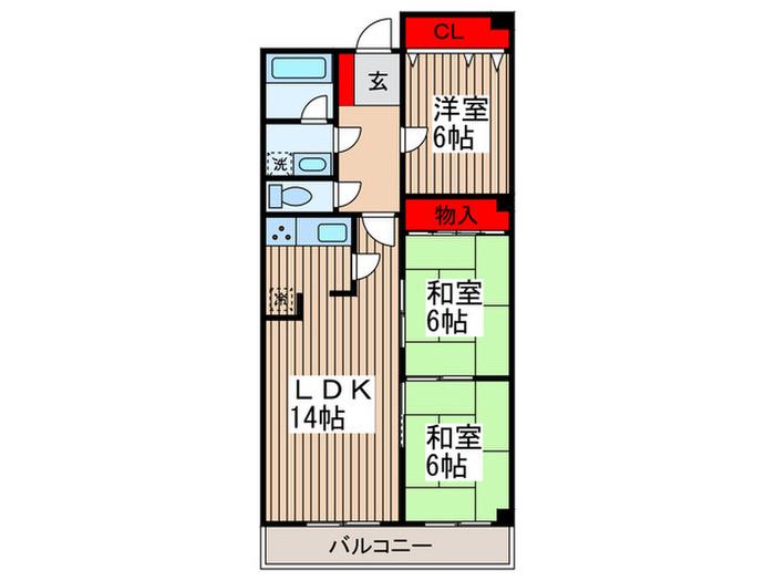 センチュリー北本(3LDK/1階)の間取り写真