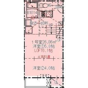 ハーモニーテラス生駒町III(2K/1階)の間取り写真