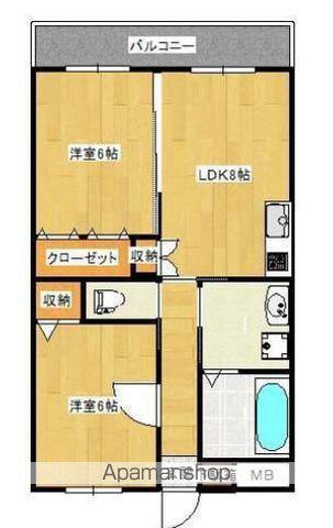 串間マンション(2DK/4階)の間取り写真