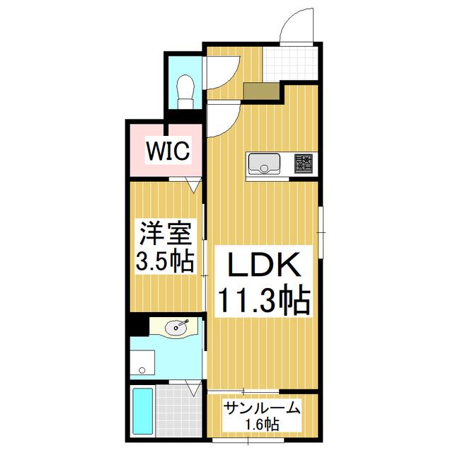 ル・ボナール A(1LDK/1階)の間取り写真